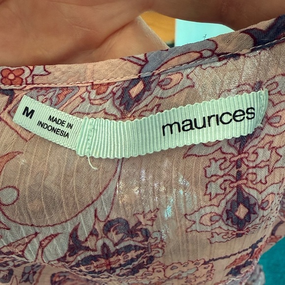 Maurice's Women's Sz M Flouncy Ruffled Sheer Tank Blouse Purple/Pink - Picture 4 of 4